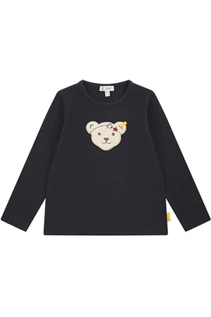 Steiff T-Shirt Langarm EU Größe 92 Navy, Mädchen Langarm-Sweatshirt, Longsleeve für Kinder, Pullover langärmelig, Kinderoberteil, ideales Basic Shirt, bequem und weich, waschmaschinenfest