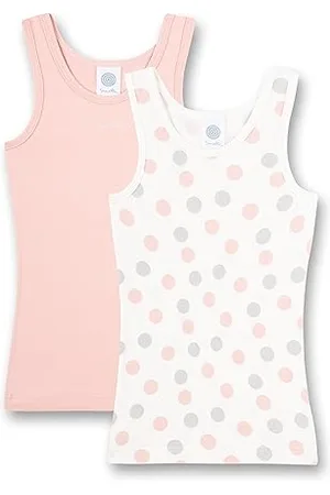 Sanetta Mädchen-Unterhemd (Doppelpack) Dots-Allover und Rosa | Hochwertiges und nachhaltiges Unterhemd für Mädchen aus Baumwolle. Inhalt: 2er Set Unterwäsche für Mädchen 116