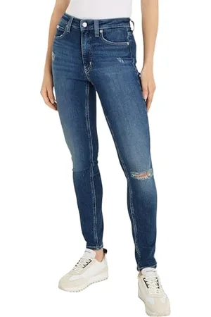 Calvin Klein Jeans Damen Jeans High Rise Skinny Fit, Blau (Denim Dark), 34W/32L