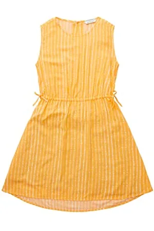 TOM TAILOR Mädchen 1036164 Kinder Kleid mit Streifen & Bindedetail, 31696-Orange Tie Dye Stripe, 158