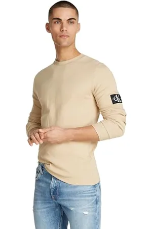 Calvin Klein Herren Badge Waffle LS Tee J30J323485 Langarm Strickoberteile, ,XXL