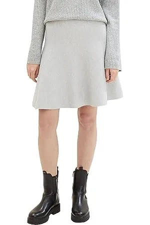TOM TAILOR Damen 1038743 Skater Mini-Rock, 32510-basic Light Grey Melange, M