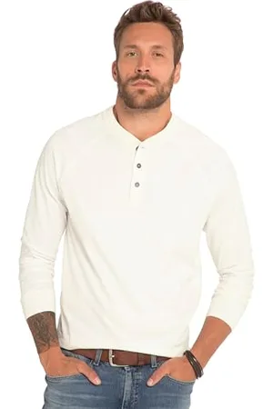 JP 1880 Herren Henley, Oeko-TEX, Langarm, Flammjersey, Rundhals, Knopfleiste, bis 8 XL T-Shirts, , XXXXXL