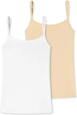 Schiesser Cotton - Spaghetti Top - 2er Pack (3XL Weiß/Sand)