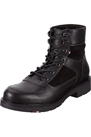 Tommy Hilfiger Herren RWB Hilfiger WARM Mix LACE Boot Mittelhohe Stiefel, (Black), 45 EU
