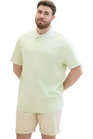 TOM TAILOR Herren Plussize Basic Piqué Poloshirt mit Logo-Print , tender sea green, 4XL
