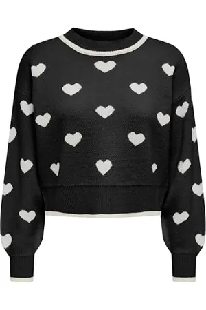 JDY Damen romance L/S Jacq. Pullover KNT Noos Strickpullover, Black, S