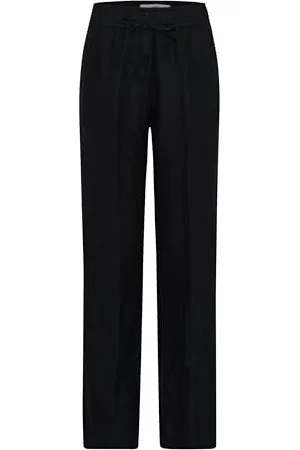 Brax Damen Style Farina Leinenhose mit Legerer Silhouette Freizeithose, Black, 32W x 30L