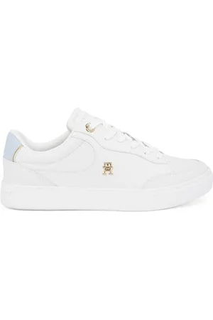 Tommy Hilfiger Damen Court Sneaker Essential Chic aus Leder, Mehrfarbig (Ecru/Breezy Blue), 38