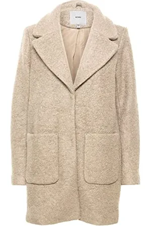 Ichi IHSTIPA JA Damen Wintermantel Wollmantel Winterjacke Kurzmantel mit Druckknöpfen und Reverskragen, Größe:40, Farbe: