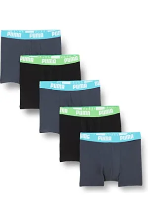 PUMA Jungen Basic Boxer 5 Pack Ecom Unterwäsche, India Ink/Turquoise, 122-128 EU