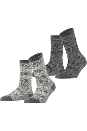 ESPRIT Damen Socken Sami Pattern Double Pack W So Baumwolle gemustert 2 Paar, , 35-38