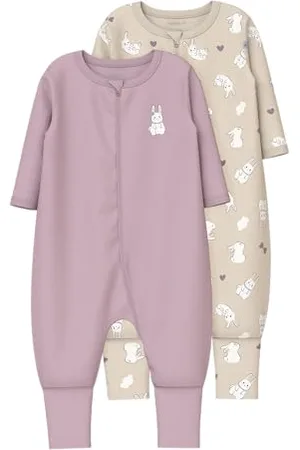NAME IT Damen Nbfnightsuit 2P Zip Ff Rabbit Noos, , 80 cm (2er Pack)