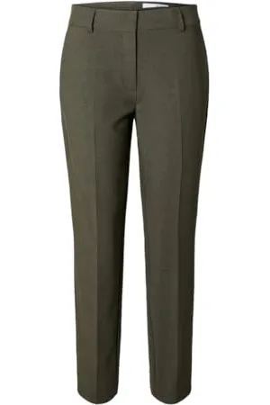 SELECTED Damen SLFRITA-RIA MW Crop Pant Mel NOOS Hose, Kalamata/Detail:Melange, 40