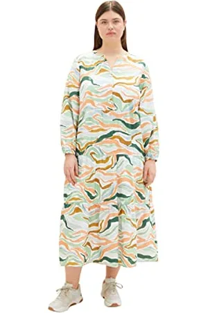 TOM TAILOR Damen 1035971 Plussize Maxikleid mit Volant, , 46 Große Größen