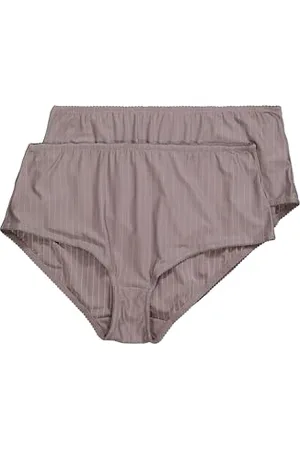 Ulla Popken Damen Midislips, 2er-Pack, Nadelstreifen, höher geschnitten Slip, , 46-48