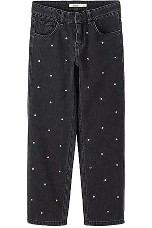 NAME IT Mädchen NKFROSE Straight Jeans 3366-BE NOOS Jeanshose, Black, 158