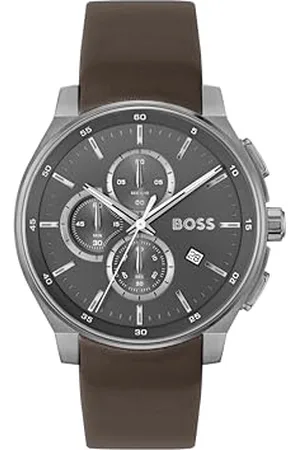 HUGO BOSS Chronograph Quarz Uhr für Herren Kollektion Peak 2.0 mit Graues Lederarmband - 1514187
