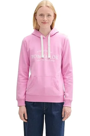 TOM TAILOR Damen 1044658 Basic Hoodie mit Kapuze und Logo-Print, 31646-Soft Summer Pink, 48