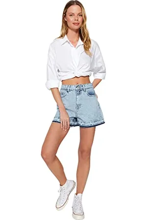 Trendyol Damen Women High Waist Straight Leg Shorts Pants, , 38