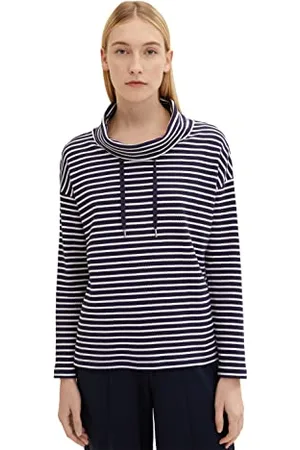 TOM TAILOR Damen Sweatshirt mit Schalkragen aus Bio-Baumwolle