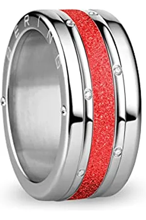 Bering Austauschbar Ringkombination für Damen in Silber & Rot mit einzigartigem Twist- & Change System, Lena