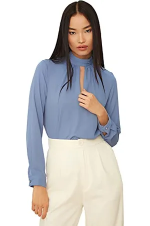 Trendyol Damen Detailed of the Blue Collar Blouse, , 42 EU