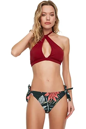 Trendyol Damen Low Waist Under Floral Pattern Bikini Bottoms, Mehrfarbig, 38 EU