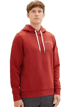 TOM TAILOR Herren 1037751 Sweatshirt Hoodie mit Logo-Print, 14302-velvet red, L