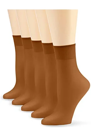 Nur Die 5er Pack Söckchen Seidenfein 15 DEN transparente Nylon Feinsöckchen seidig glänzend breiter Komfortbund Damen