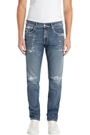 Replay Herren Jeans Grover Straight-Fit Original, Blau , 33W / 34L