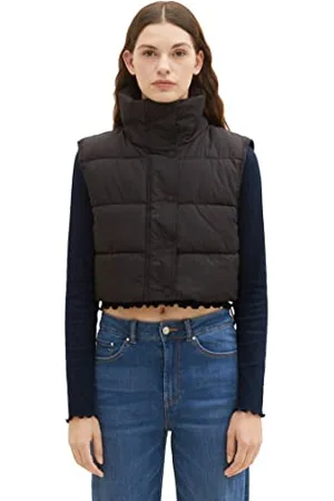 TOM TAILOR Damen 1036570 Cropped Puffer Weste, 14482-deep Black, M