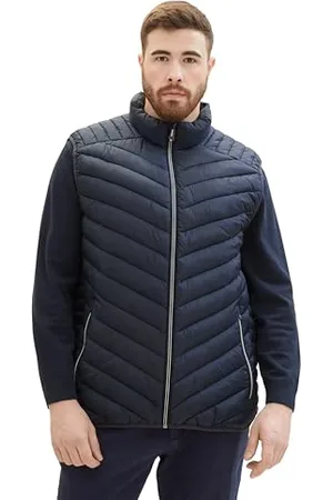 TOM TAILOR Herren Plussize Lightweight Steppweste mit Stehkragen, , 2XL