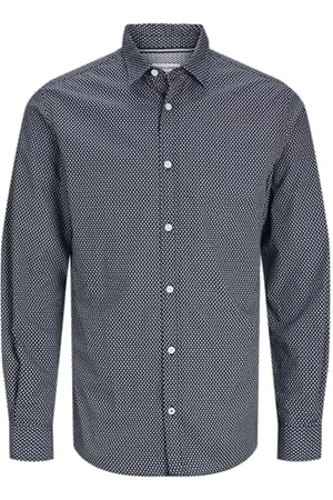 JACK & JONES Herren Jjmatheo Print Detail Shirt Ls Freizeithemd 12261090, ,XS