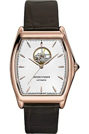 Emporio Armani Swiss Uhr für Herren , Automatikwerk, 41mm Edelstahlgehäuse mit einem Alligatorlederarmband, ARS3353