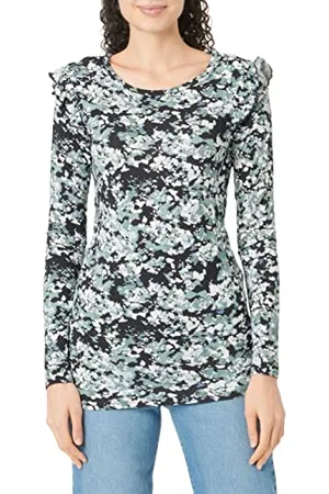 Noppies Maternity Damen Tee Spiro Long Sleeve Allover Print T-Shirt, Black-P090, L