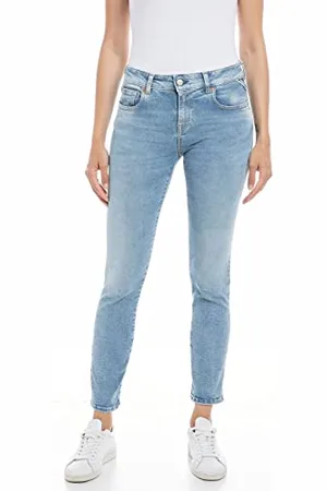 Replay Damen Jeans Faaby Slim-Fit Hyperflex mit Stretch, (Blau), 33W / 32L