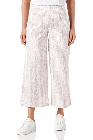 Ichi IHKATE Print Wide PA3 Damen Hose Stoffhose mit Stretch Elastikbund weiter Schnitt Crop-Länge, Größe:M, Farbe:
