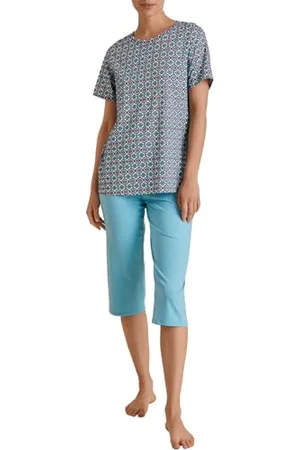 Calida Ornament Nights 3/4-Pyjama Damen, aus 100% Baumwolle, atmungsaktiv und klimaregulierend