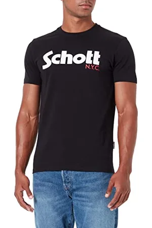 Schott NYC Herren Logo T-Shirt, Schwarz (Schwarz), Medium