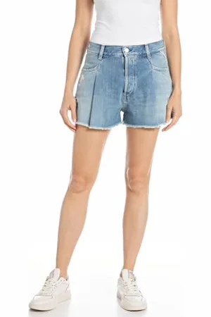 Replay Damen Jeans Shorts aus Baumwolle, (Blau), 32