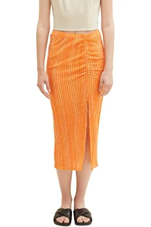 TOM TAILOR Damen 1036624 Rock mit Schlitz & Muster, 31713-Mango Batik Vichy Print, M
