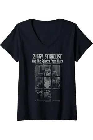 David Bowie Damen - Und die Spinnen vom Mars verblassten T-Shirt mit V-Ausschnitt