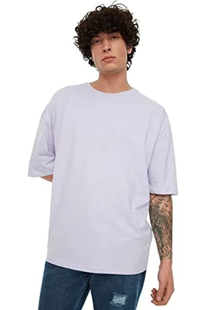 Trendyol Herren Männer Basic 100% Baumwolle Runder Kragen Oversize Kurzarm T-shirt T Shirt, , S EU
