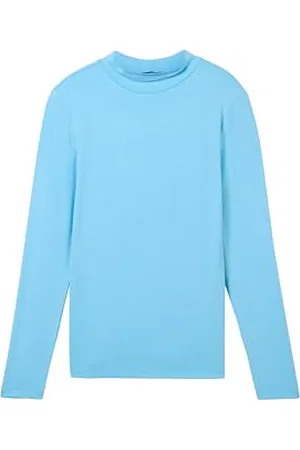 TOM TAILOR Mädchen Kinder Basic Langarmshirt mit Rollkragen , charming blue, 128