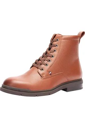 Tommy Hilfiger Herren Low Boot Stiefel Warm aus Leder, Braun (Winter Cognac), 41