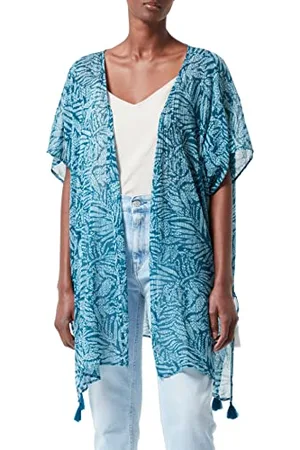 QS by s.Oliver Damen Poncho, Aquamarin, Einheitsgr e EU