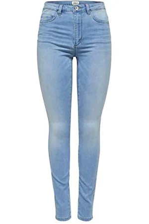 ONLY Damen Skinny Fit Jeans Stretch Denim Hose Basic ONLROYAL High Waist Röhrenjeans Bio Baumwolle, Farben:Hellblau, Größe:M / 34L