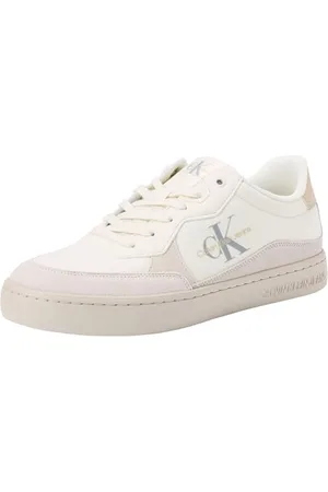 Calvin Klein Herren Cupsole Sneaker Classic Cupsole Low Mix aus Leder, Weiß (Creamy White/Eggshell), 40