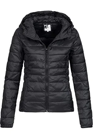 ONLY Damen Leichte Steppjacke ONLTAHOE Wattierte Herbst Frühling Übergangsjacke mit Kapuze & Reißverschluss, Farben:Schwarz, Größe:L